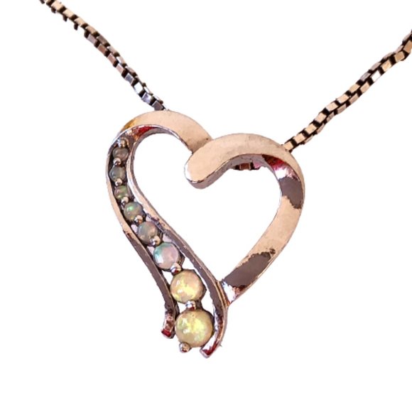 Vintage Necklace Sterling Silver Heart Pendant Aurora Borealis Rhinestone PAS - Picture 9 of 15